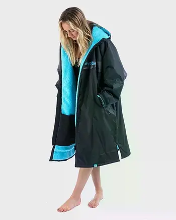 Ausverkauf dryrobe Advance Long Sleeve Poncho REMIX Schwarz Blau Camo - L