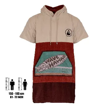 Top-Seller Wave Hawaii Baumwolle Velour Poncho Campeche - Größe S/M
