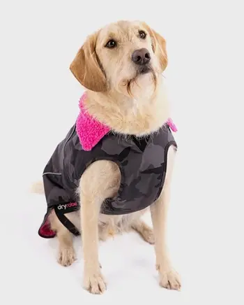 Neu Im Sortiment DRYROBE Dog Coat Hundemantel Schwarz Camo Pink - M
