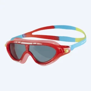 Neue Ware Speedo Schwimmmaske für Kinder (6-14) - Biofuse Rift - Rot/Hellblau (Smoke Scheiben)