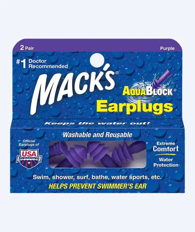 Mack´s Ohrstöpsel zum Schwimmen 2 Paar - Aqua Block - Lila Neue Ware