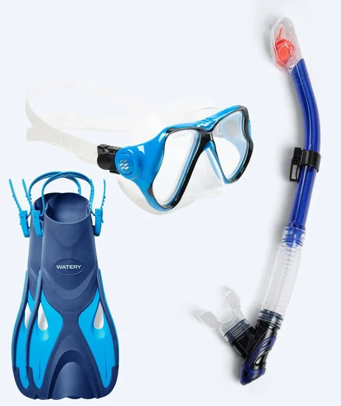 Watery Schnorchelset für Erwachsene - Fisher/Hudson - Blau/Blau Mega-Angebot