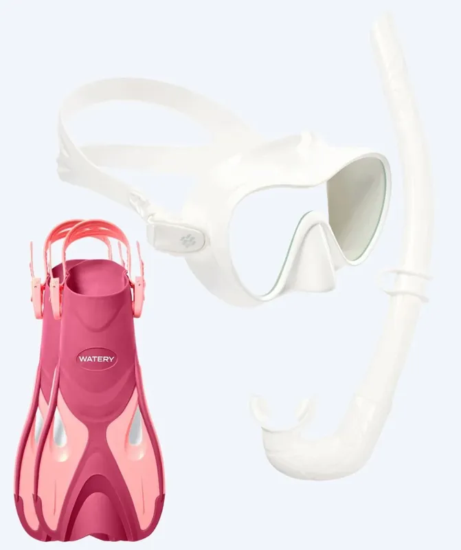 Watery Schnorchelset für Erwachsene - Fisher/Cliff - Rosa/Weiß Preis Gesenkt