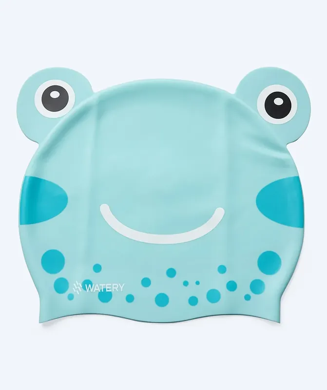 Zertifiziert Watery Badekappe für Kinder - Dashers - Frog (Hellblau)