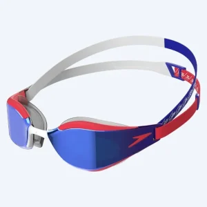 Ausverkauf Speedo Elite Schwimmbrillen - Fastskin Hyper Elite Mirror - Rot/Blau