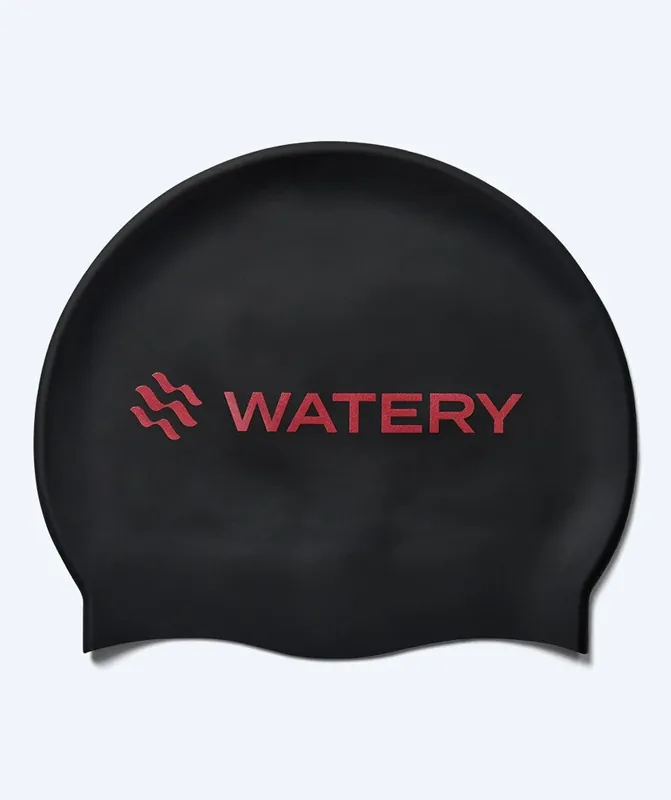 Expressversand Watery Badekappe - Signature Metallic - Schwarz/Rot