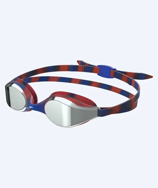 Preiswert Speedo Wettkampf Schwimmbrille für Kinder (6-14) - Hyper Flyer Mirror - Rot/Blau