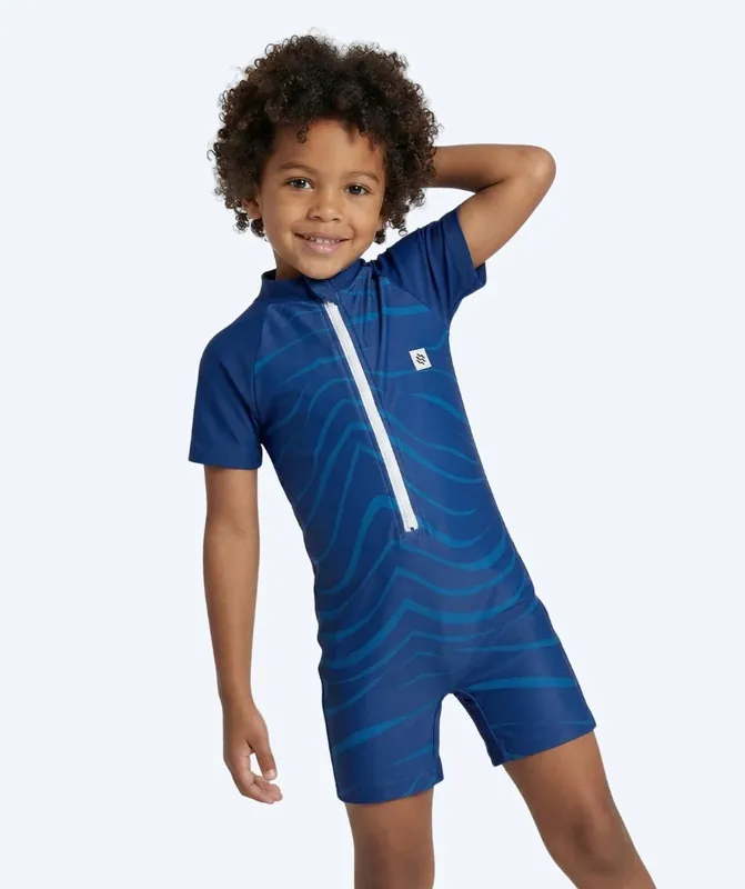 Watery UV Anzug für Kinder - Fjord Kurzarm Rashguard - Dunkelblau Nur Heute