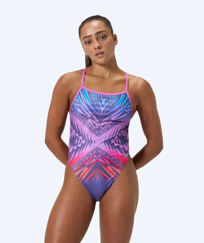 Speedo Badeanzug für Damen - Placement Digital V-Back - Lila/Rot Abverkauf