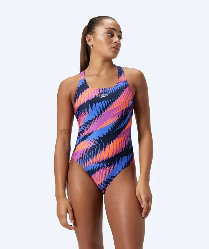 Sonderangebot Speedo Badeanzug für Damen - Allover Digital Powerback - Blau/Orange