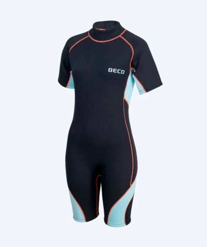 Beco Neoprenanzug für Damen - Neoprene Shorty - Schwarz/Hellblau Schnäppchen
