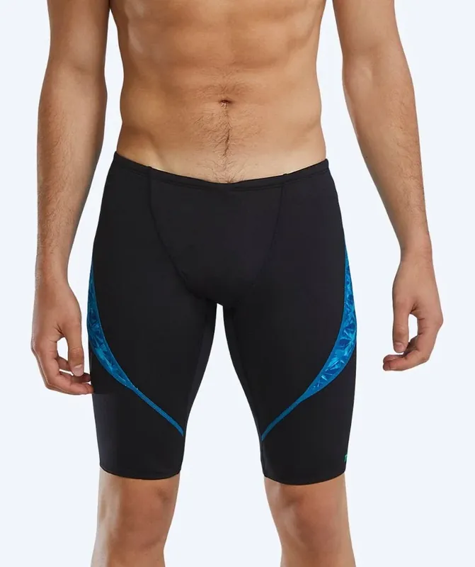 TYR lange Badehose für Herren - Curve Splice - Schwarz/Hellblau Echt