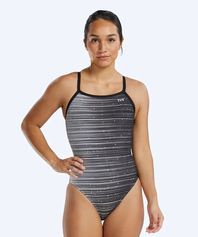 Finale Aktion TYR Badeanzug für Damen - Durafast Elite Speedwarp - Schwarz/Grau