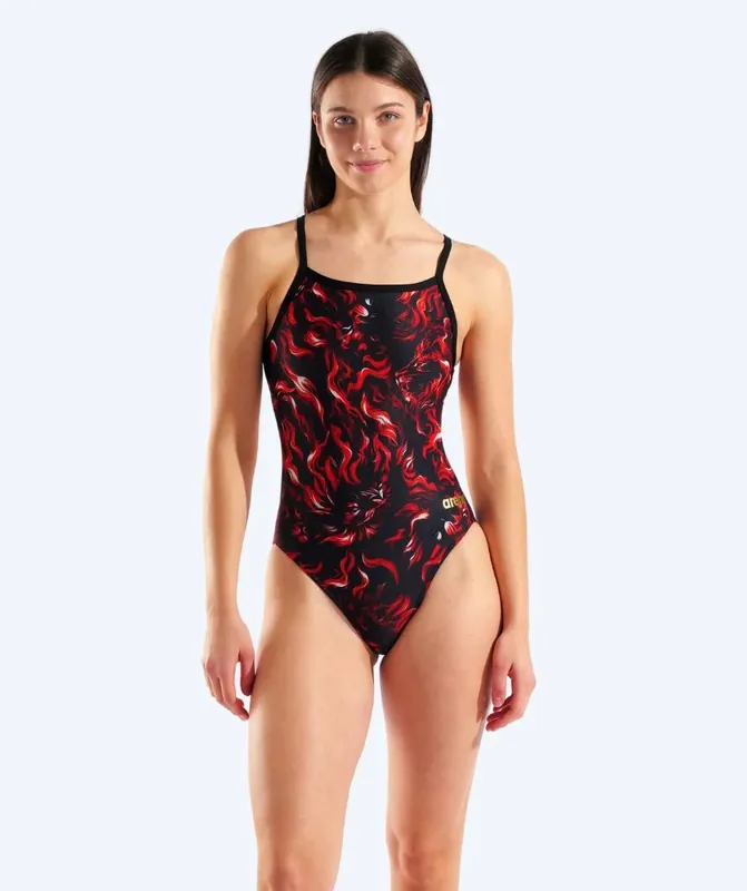 Neu Im Sortiment Arena Badeanzug für Damen - Graphic - Schwarz/Rot (Limited 2026)