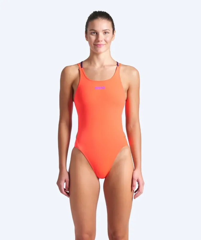 Sofort Bestellen Arena Badeanzug für Damen - Tech Mehrfarbig Solid - Orange/Lila