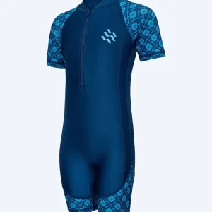Abverkauf Watery UV Anzug für Kinder - Athena Kurzarm Rashguard - Dunkelblau