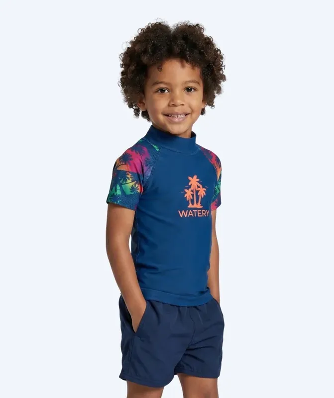 Watery UV Shirt für Kinder - Katsu Kurzarm Rashguard - Mehrfarbig/Dunkelblau Neue Ware