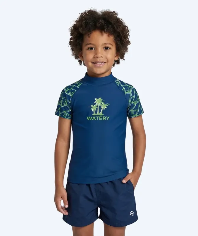 Letzte Chance Watery UV Shirt für Kinder - Katsu Kurzarm Rashguard - Grün/Dunkelblau