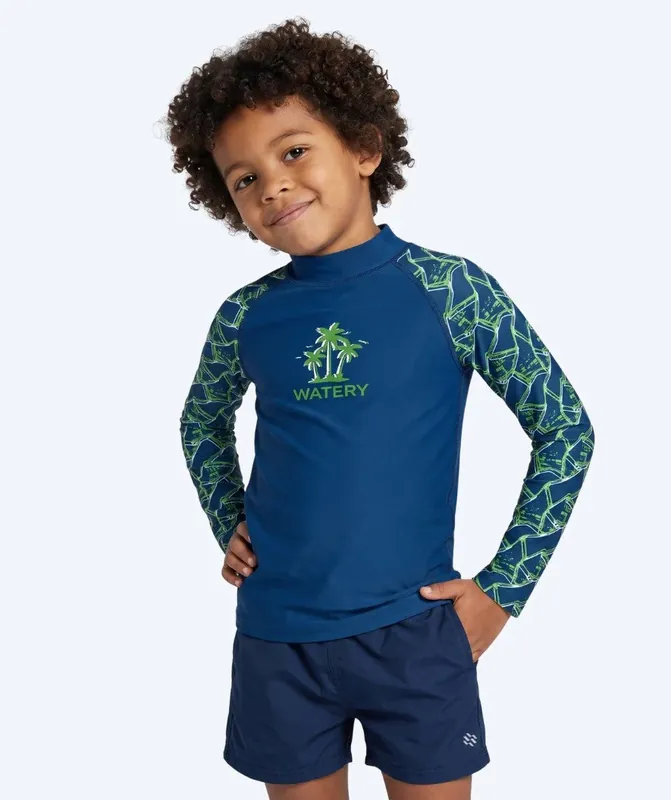 Watery UV Shirt für Kinder - Katsu Langarm Rashguard - Grün/Dunkelblau Günstig