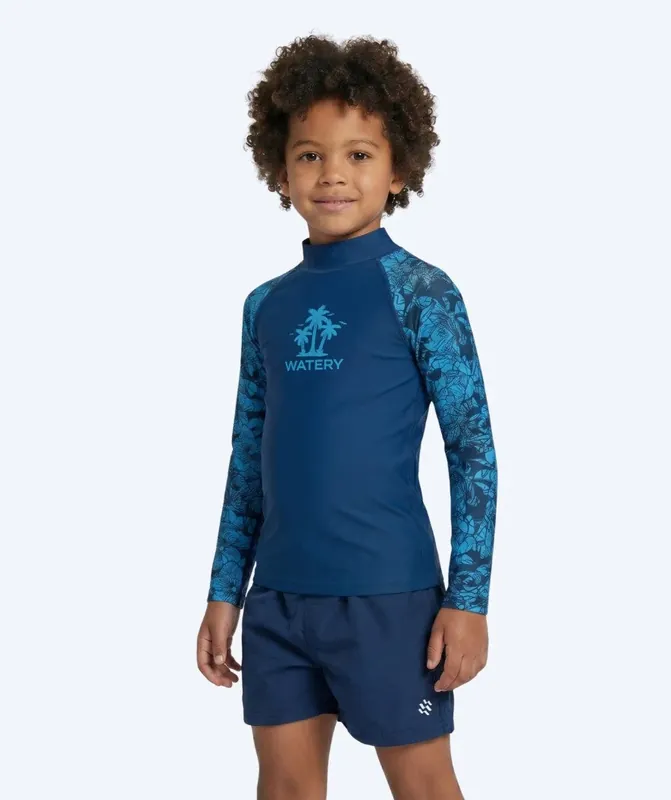 Super-Preis Watery UV Shirt für Kinder - Katsu Langarm Rashguard - Blau/Dunkelblau