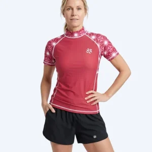 Abverkauf Watery UV Shirt für Damen - Aiko Kurzarm Rashguard - Rosa/Dunkelrot