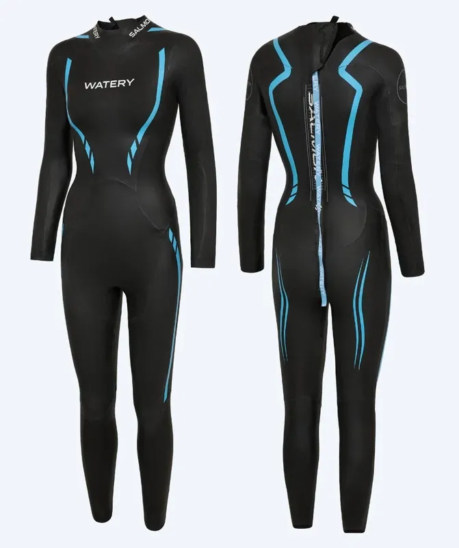Watery Neoprenanzug für Damen - Salmon Glide - Schwarz/Blau Schneller Versand