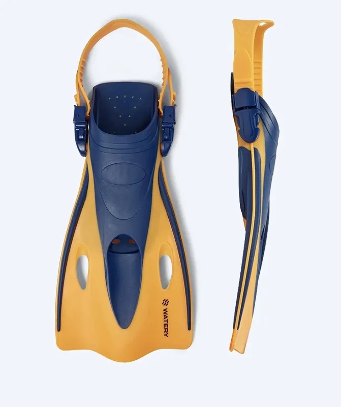 Watery Taucherflossen für Kinder - Launch - Dunkelblau/Orange Finale Aktion