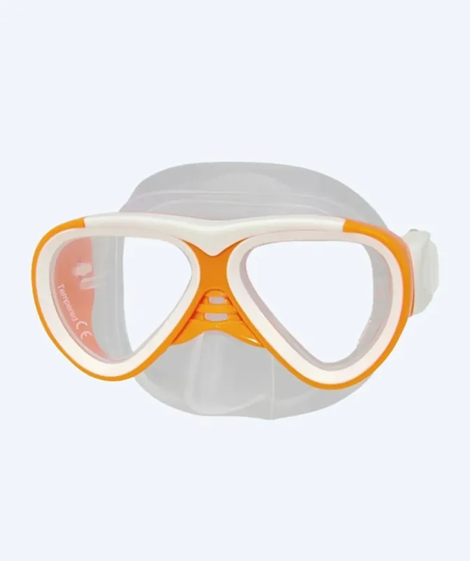 Primotec Tauchmaske mit Sehstärke für Kinder - M59 (-1.0 – -8.0) und (+1.0 – +4.0) - Orange/Weiß Schneller Versand