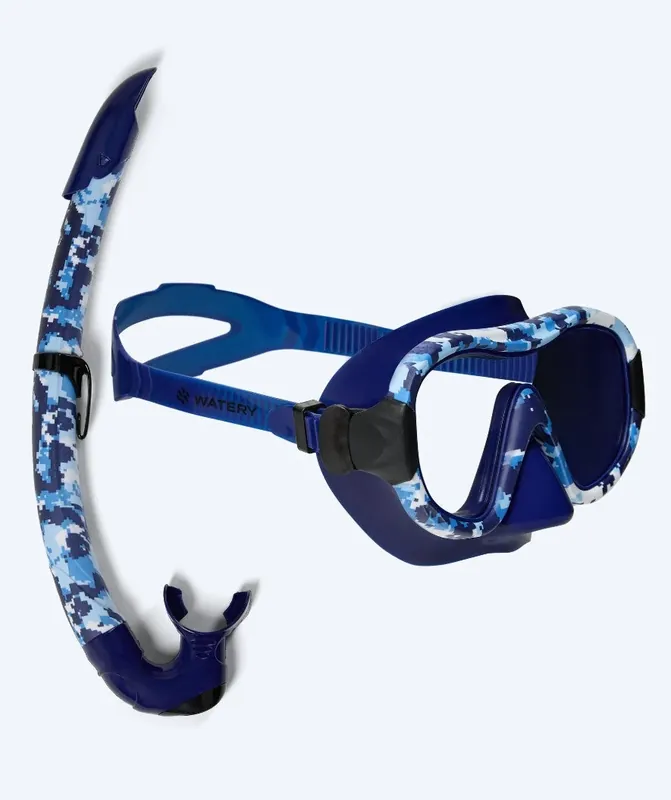 Saisonangebot Watery Combo Schnorchelset für Erwachsene - Rudder Camo - Dunkelblau