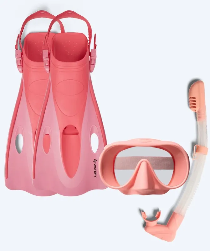Neu Watery Schnorchelset für Erwachsene (ab 15 Jahre) - Launch/Alton - Rosa