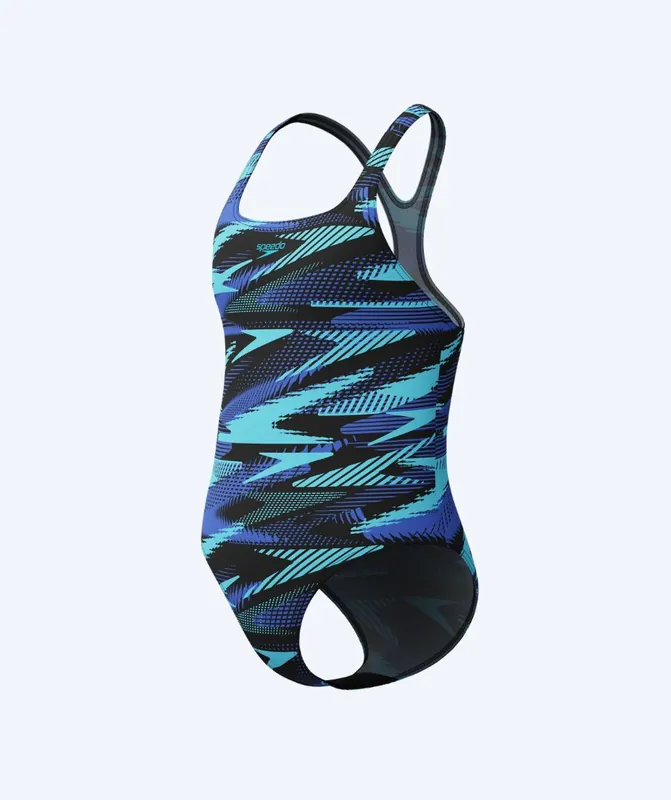 Sichere Zahlung Speedo Badeanzug für Mädchen - Hyperboom Allover Medalist - Schwarz/Hellblau