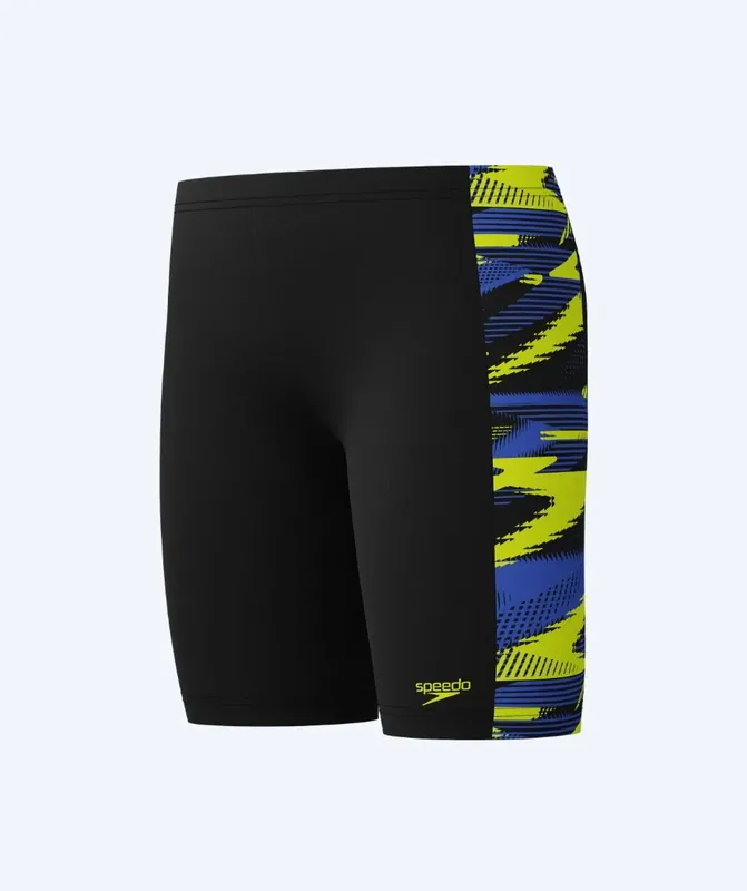Speedo lange Badehose für Jungen - Hyperboom Panel - Schwarz/Gelb Knallerangebot