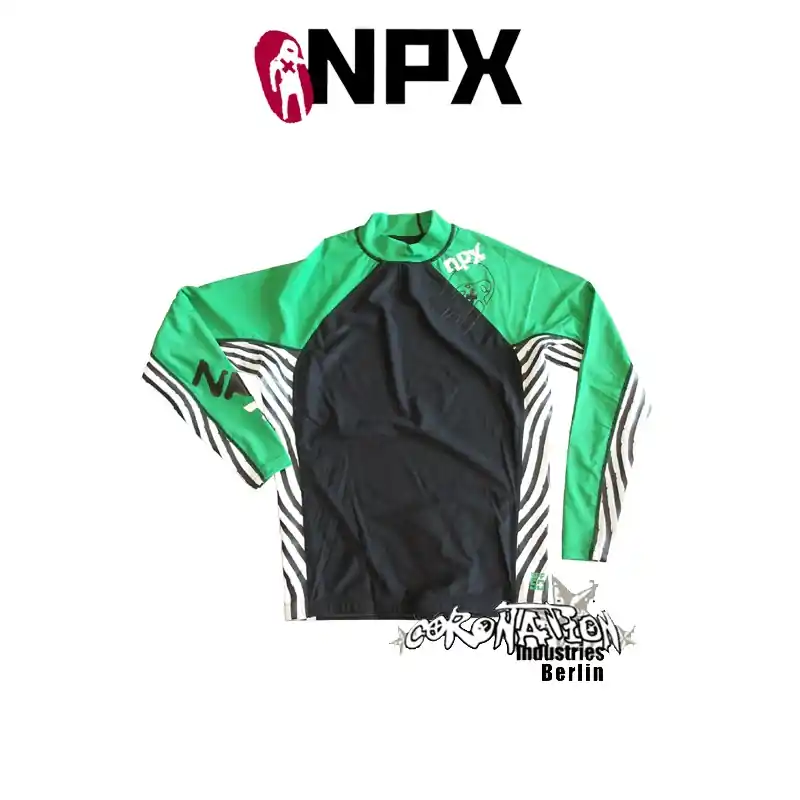 NPX Rash Vest Zebra L/S für Männer Grün/Schwarz Preis Gesenkt