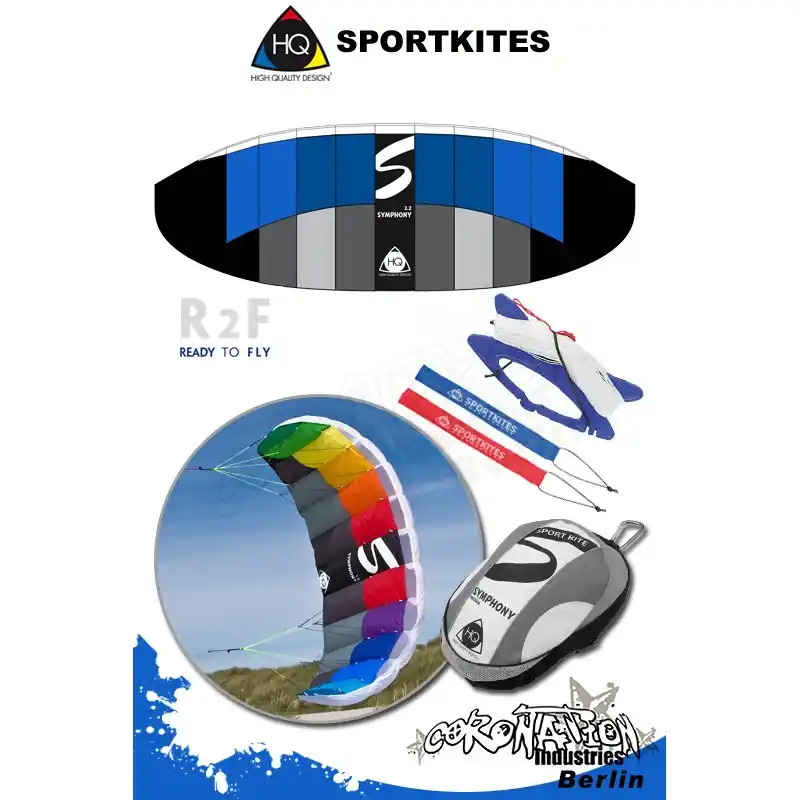 HQ Sportkites Powerkite Symphony 2.2 R2F Aqua Neue Ware