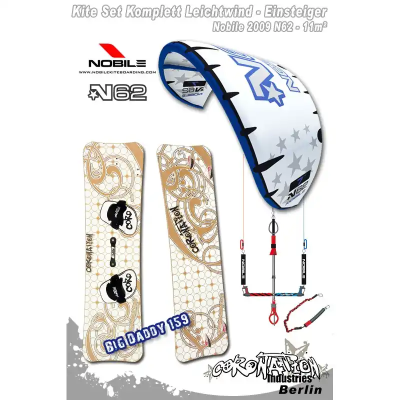 Saisonangebot Kitesurf Set Leichtwind-Einsteiger Nobile N62 11qm - blue