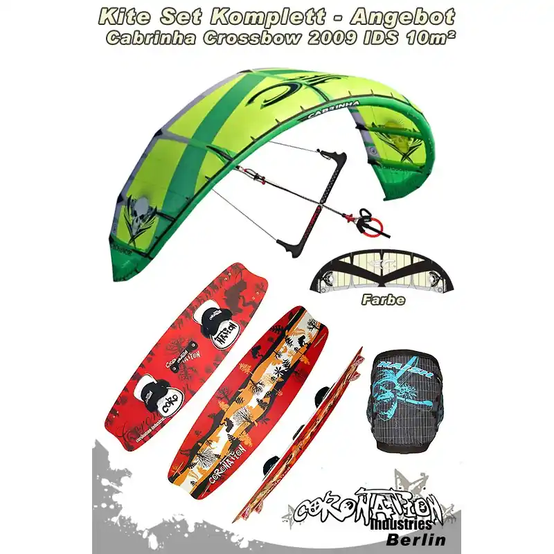 Schneller Versand Kitesurf Set Cabrinha Crossbow IDS 10qm 2009 - sand/schwarz