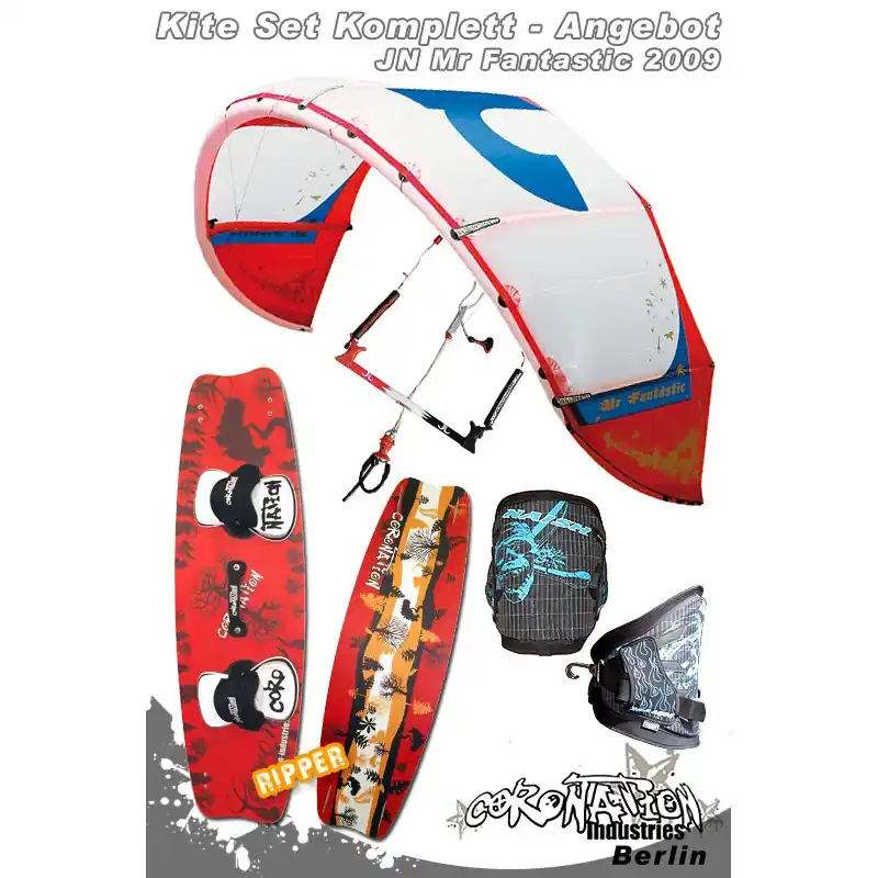 Kitesurf Set 1 JN Mr Fantastic Freeride/Freestyle Kite 10qm Super-Preis