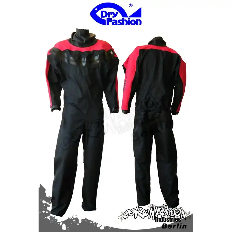 Dry Fashion Trockenanzug BASIC Front RV - Schwarz/Rot Mega-Angebot