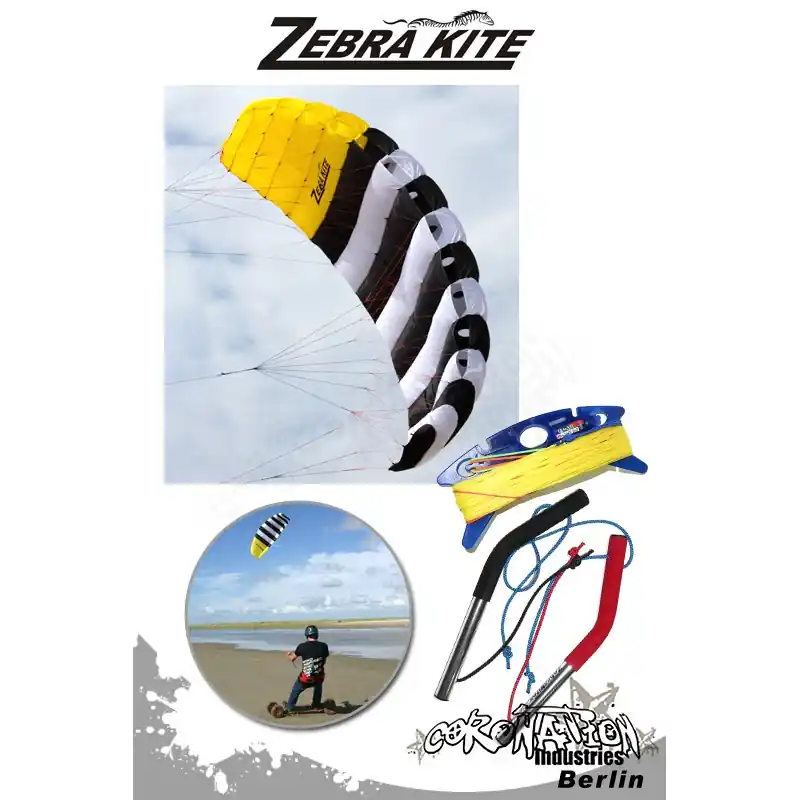 Zebra Kite 4 Leinen Kite CHECKA Komplett - 2.5m² Begrenztes Angebot