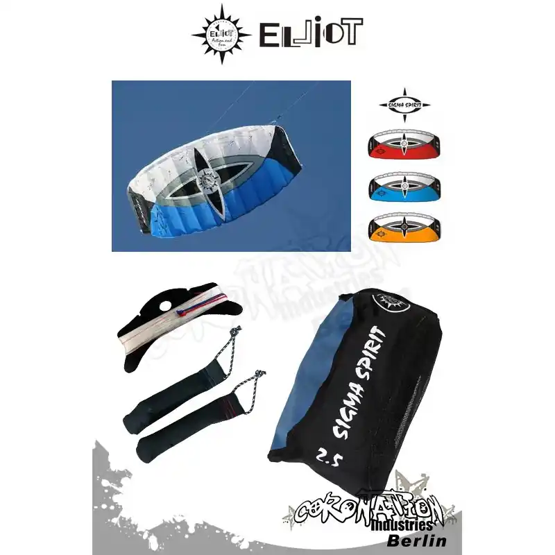 Jetzt Kaufen Elliot Sigma Spirit 2-Leiner Kite R2F - 2.5 Blau mit Bar