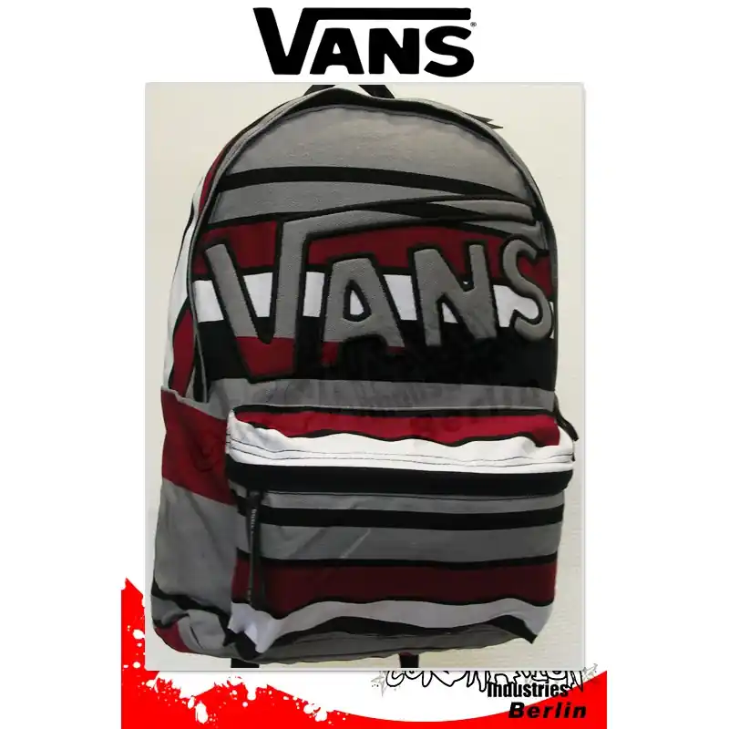 Ausverkauf Vans Mohican Grau-Rot-Weiß Stripes Street-Sport Rucksack