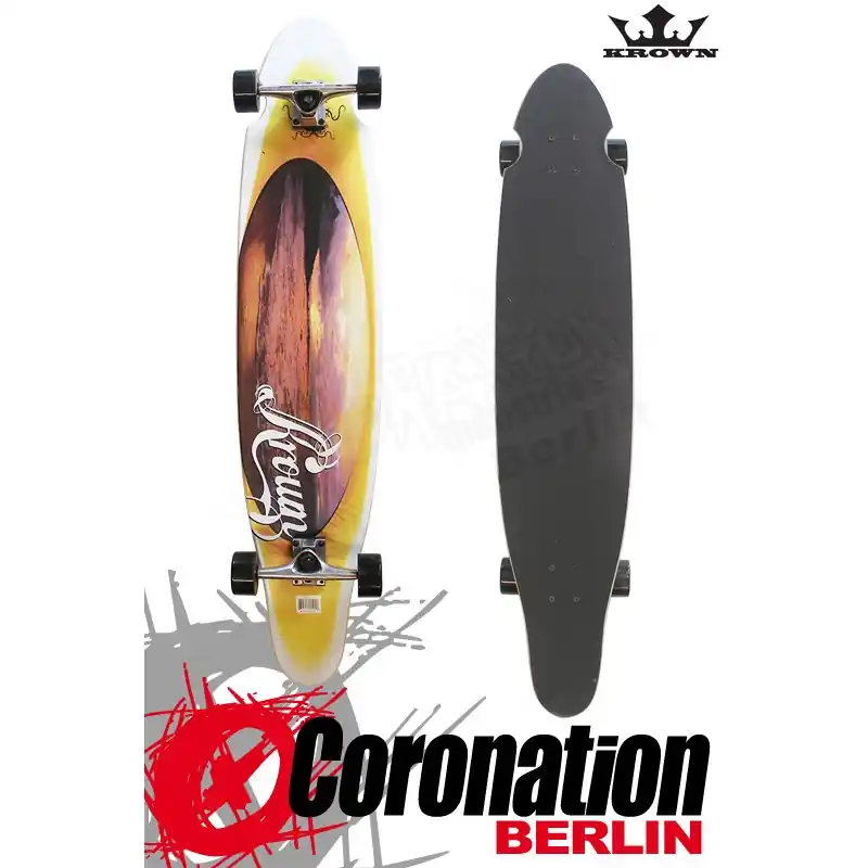 Krown Longboard Komplett Orange Sunset Kicktail Cruiser 41,5" Markenware