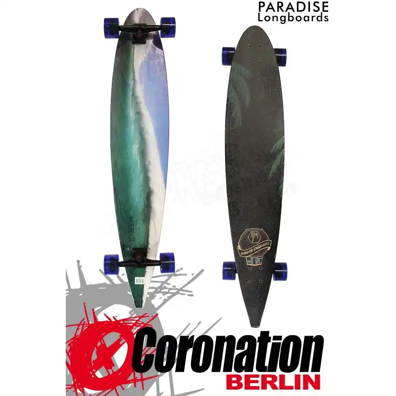 Zertifiziert Paradise Longboard Blue Wave 48" Pintail Cruiser Komplettboard