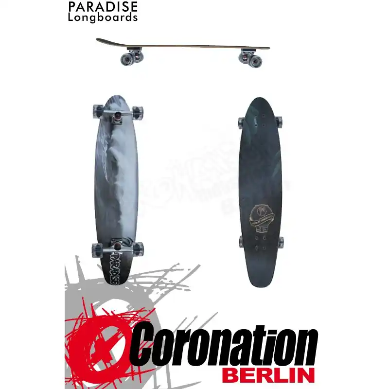Zertifiziert Paradise Longboard Black&White Wave Kicktail PREBUILT