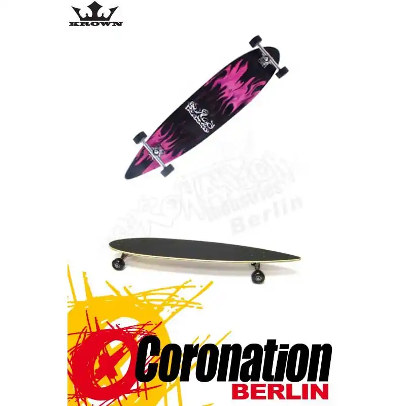 Sonderangebot Krown Longboard "Purple Flame" Pintail Deck Natur 9" x 43"