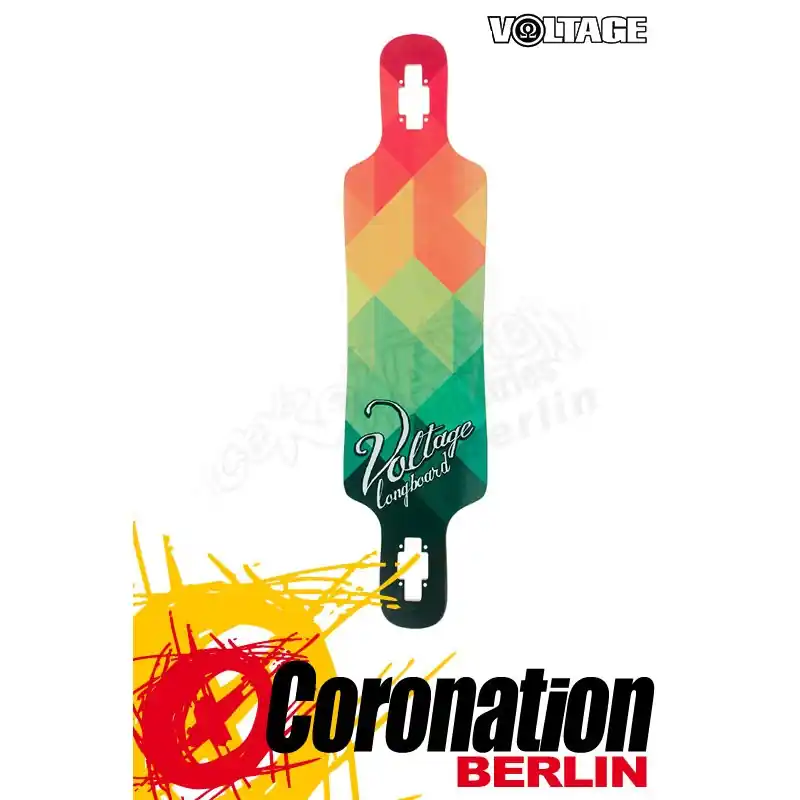 Voltage DT Rot/Grün Longboard Deck Begrenztes Angebot