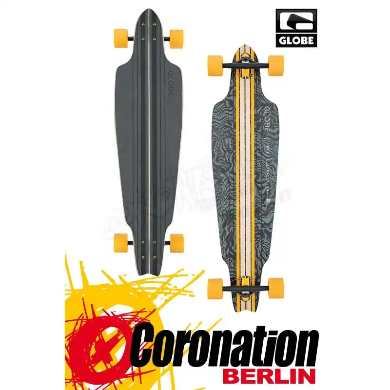 Begrenztes Angebot Globe Prowler Design Black/Yellow/Tailspin Komplett Longboard