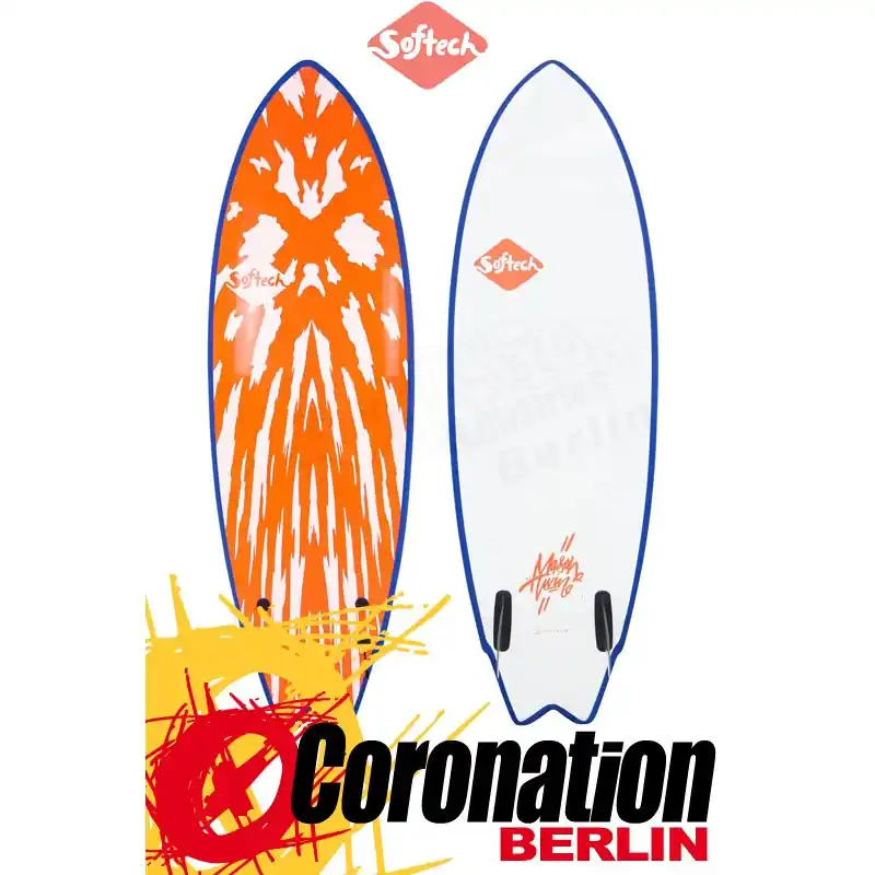 Neu Softech MASON TWIN Surf Softboard neon red/white